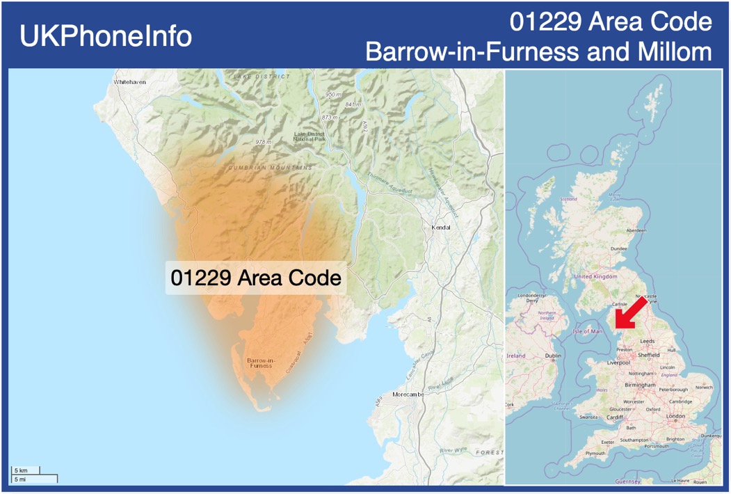 Map of the 01229 area code