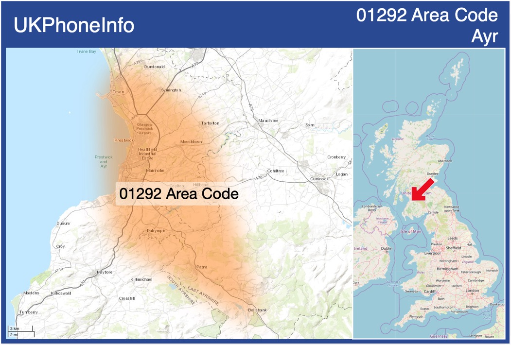 Map of the 01292 area code