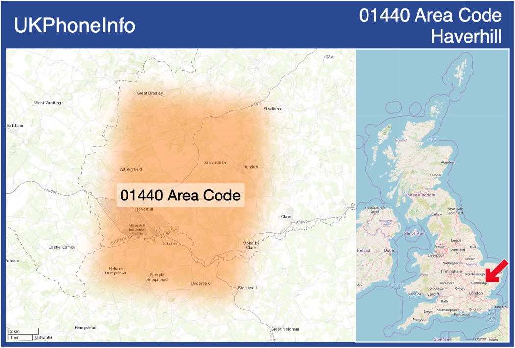 Map of the 01440 area code