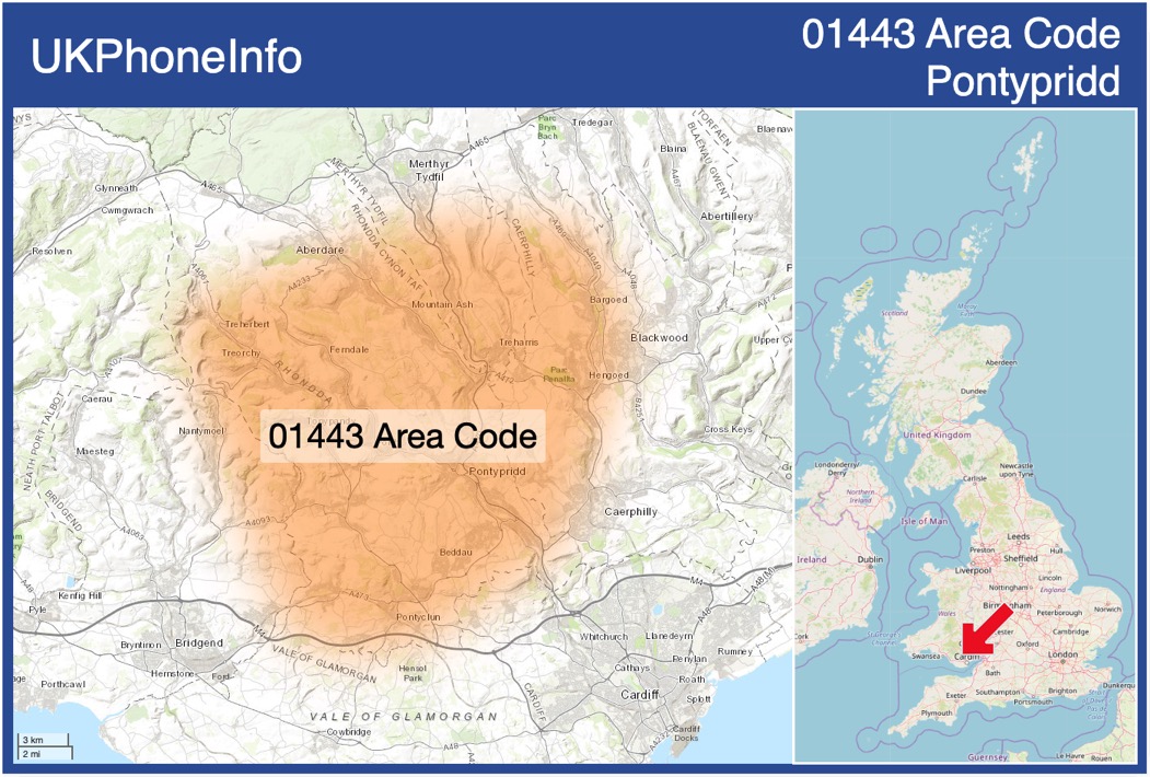 Map of the 01443 area code