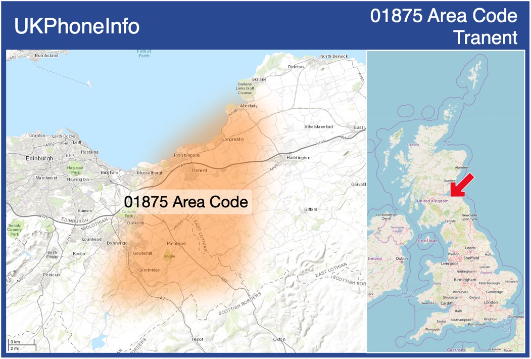 Map of the 01875 area code